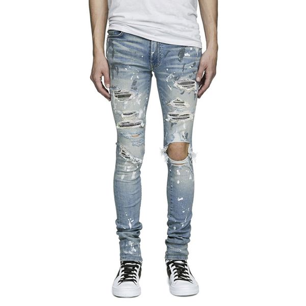 men's skinny jeans drill splashing ink hole fashion mens motorcycle slim feet high street light blue paste cloth size 36 pants hip hop
men's skinny jeans drill splashing ink hole fashion mens motorcycle slim feet high street light blue paste cloth size 36 pants hip hop