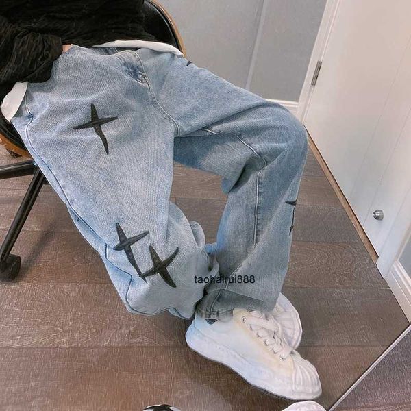 jeans men's straight fit loose spring and autumn new korean fashion casual men's cropped pants wide leg pants, Blue
jeans men's straight fit loose spring and autumn new korean fashion casual men's cropped pants wide leg pants, Blue