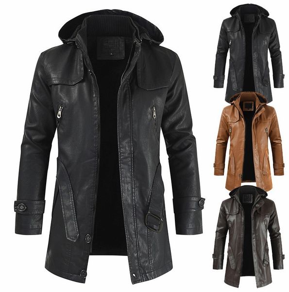 men's jackets 2023 casual fashion leather clothes men pu hooded slim long coats jacket, Black
men's jackets 2023 casual fashion leather clothes men pu hooded slim long coats jacket, Black