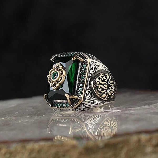 retro handmade turkish signet ring for men vintage silver color carving pattern inlay green zircon party punk motor biker
retro handmade turkish signet ring for men vintage silver color carving pattern inlay green zircon party punk motor biker
