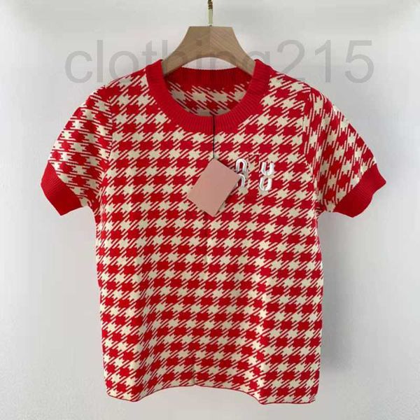 women's t-shirt designer spring/summer new temperament color block letter embroidery red houndstooth knitted short sleeve round neck t-, White
women's t-shirt designer spring/summer new temperament color block letter embroidery red houndstooth knitted short sleeve round neck t-, White