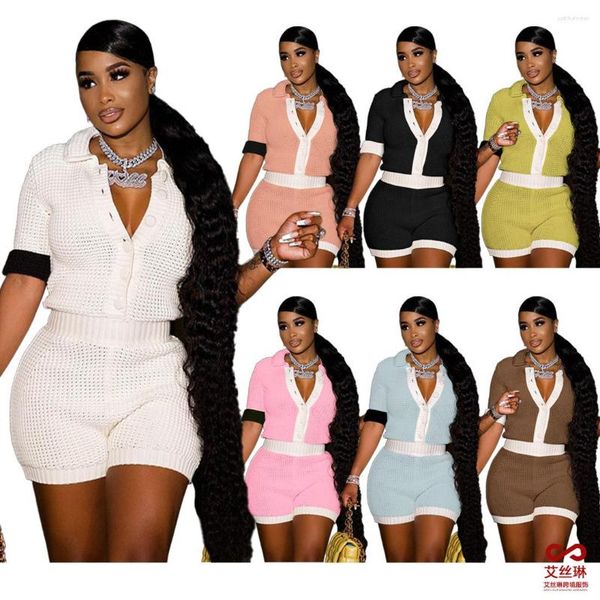 women's v-neck shorts set summer solid color hollow out small fragrant shorts two piece set, White
women's v-neck shorts set summer solid color hollow out small fragrant shorts two piece set, White