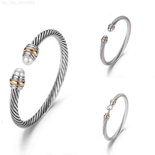 bracelet dy luxury designer twisted pearl head women fashion versatile twist bracelets jewelry platinum plated wedding gifts 5mm 4mm thick, Black 
bracelet dy luxury designer twisted pearl head women fashion versatile twist bracelets jewelry platinum plated wedding gifts 5mm 4mm thick, Black