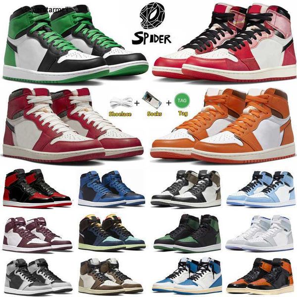 jumpman 1 1s mens basketball shoes spider-verse bred patent starfish chicago lost found university blue dark mocha lucky green men women tra, Black 
jumpman 1 1s mens basketball shoes spider-verse bred patent starfish chicago lost found university blue dark mocha lucky green men women tra, Black