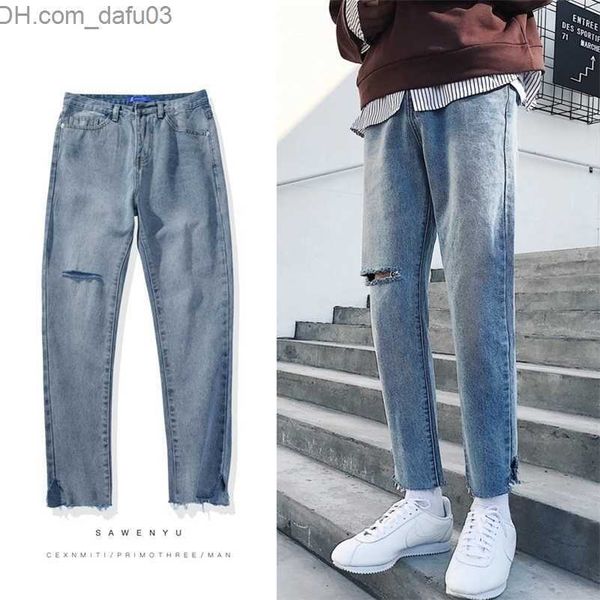 men's jeans spring autumn men pants knee hole beggar student monkey wash vintage teenagers streetwear jeans men's trousers 201111, Blue
men's jeans spring autumn men pants knee hole beggar student monkey wash vintage teenagers streetwear jeans men's trousers 201111, Blue