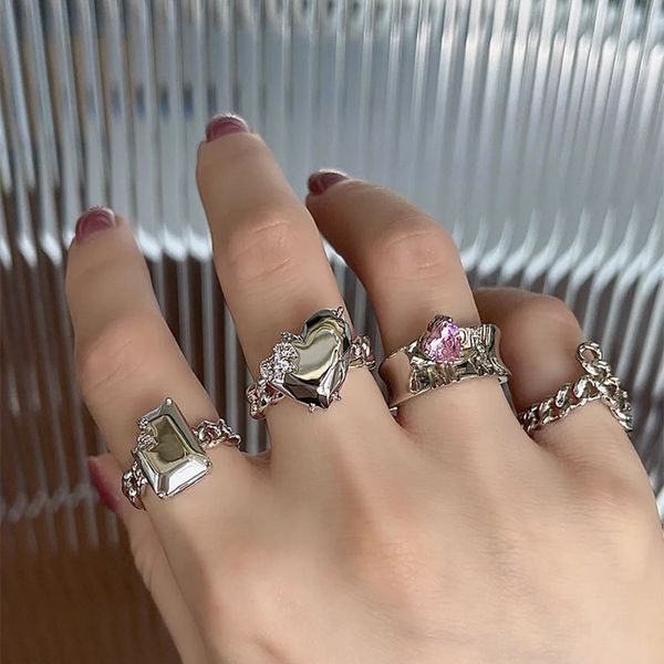 designer modernist rings jewelry irregular white shell wide heart opening no fade ring, Silver
designer modernist rings jewelry irregular white shell wide heart opening no fade ring, Silver