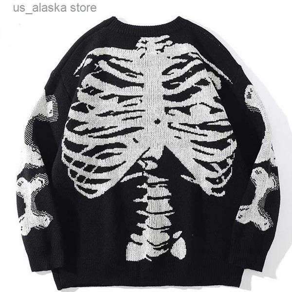 men's sweaters men oversized sweater black loose skeleton bone print women vintage retro knitted sweater autumn cotton pullover couples, White;black
men's sweaters men oversized sweater black loose skeleton bone print women vintage retro knitted sweater autumn cotton pullover couples, White;black