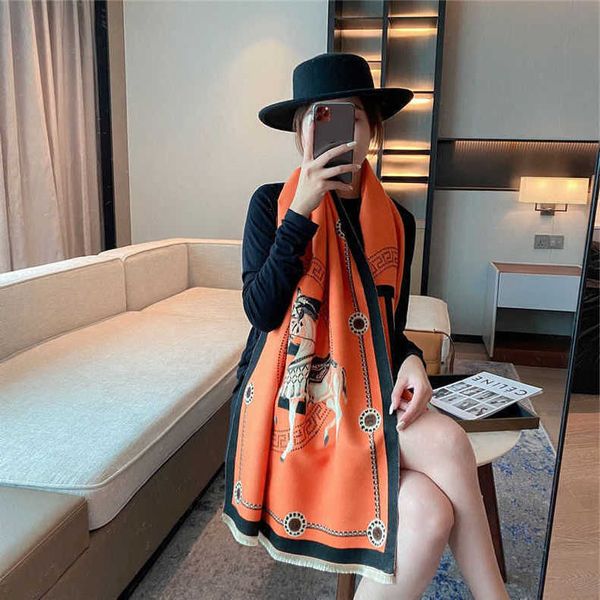 h carriage imitation cashmere fashion scarf for women's autumn winter warmth preservation long and thick air conditioned room large sha, Blue;gray
h carriage imitation cashmere fashion scarf for women's autumn winter warmth preservation long and thick air conditioned room large sha, Blue;gray