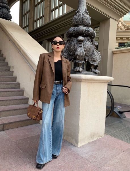 designer women's suit vintage heavy industry riveted custom jacket leather coat long sleeve oversized coat loose women's blazer co, White;black
designer women's suit vintage heavy industry riveted custom jacket leather coat long sleeve oversized coat loose women's blazer co, White;black