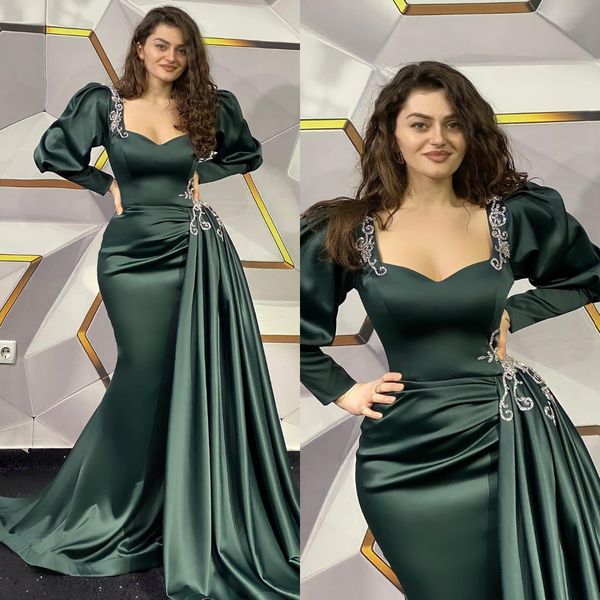 fashion dark green mermaid evening dresses long sleeves beads party prom dress sweep train long dress for special occasion, Black;red
fashion dark green mermaid evening dresses long sleeves beads party prom dress sweep train long dress for special occasion, Black;red
