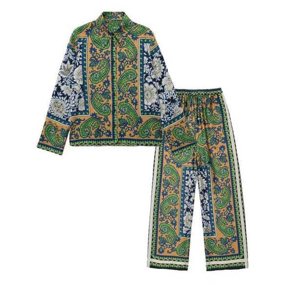 women's two piece pants spring fashion retro print straight elastic waist women suit 2023 casual chic elegant youth party vacation, White
women's two piece pants spring fashion retro print straight elastic waist women suit 2023 casual chic elegant youth party vacation, White