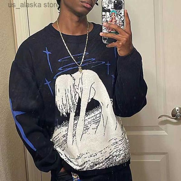 men's sweaters 2023 new anime sweater couple hip hop streetwear long sleeve oversize loose spring and autumn casual harajuku knitting, White;black
men's sweaters 2023 new anime sweater couple hip hop streetwear long sleeve oversize loose spring and autumn casual harajuku knitting, White;black