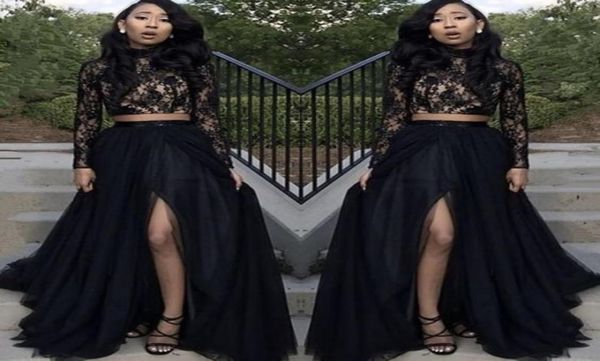2019 new twopiece evening dresses front split prom gowns with long sleeve lace tulle celebrity formal wear black girl couple7234321, Black;red
2019 new twopiece evening dresses front split prom gowns with long sleeve lace tulle celebrity formal wear black girl couple7234321, Black;red