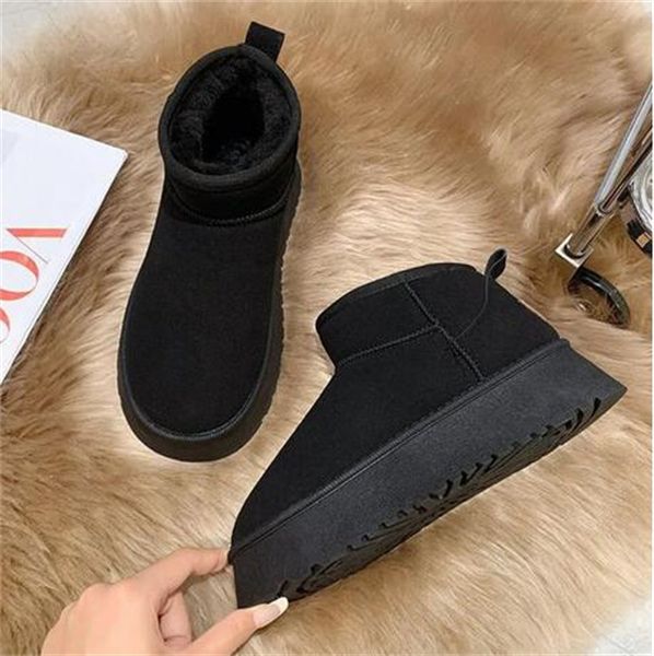 classic designer fluffy snow boots mini women winter platform boot fur ankle real leather warm boots, Black
classic designer fluffy snow boots mini women winter platform boot fur ankle real leather warm boots, Black
