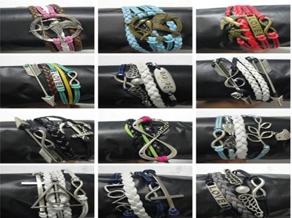 random 50 styles mix order infinite believe hunger games anchor love jesus owl birds multilayer pattern leather bracelet 50pcs1520853, Black
random 50 styles mix order infinite believe hunger games anchor love jesus owl birds multilayer pattern leather bracelet 50pcs1520853, Black