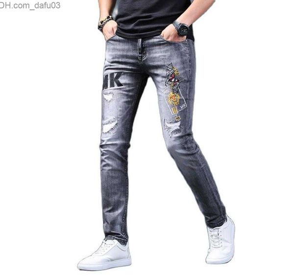 men's jeans fashion 2021 luxury brand men jeans distressed ripped embroidered denim men pants slim fit smoke gray casual cowboy long tr, Blue
men's jeans fashion 2021 luxury brand men jeans distressed ripped embroidered denim men pants slim fit smoke gray casual cowboy long tr, Blue