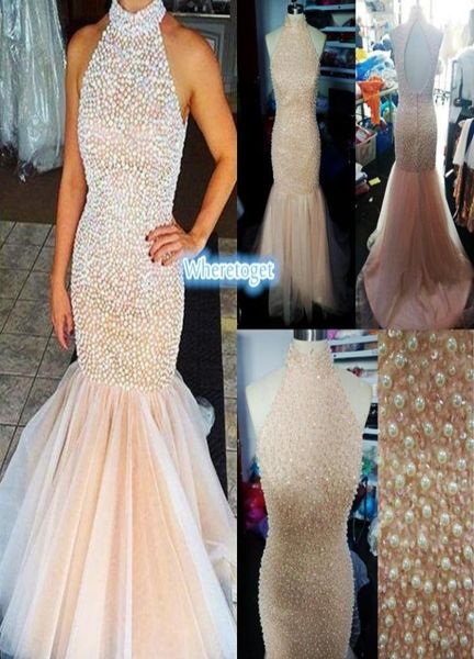 2019 new halter high neck prom dresses long coral champagne open back pearls rhinestones tulle mermaid party evening pageant d7800064, Black
2019 new halter high neck prom dresses long coral champagne open back pearls rhinestones tulle mermaid party evening pageant d7800064, Black