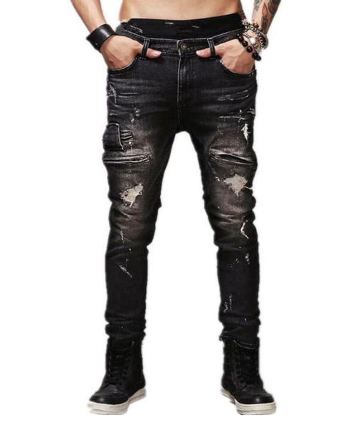 new elastic slim straight men039s motorcycle jeans black jeans hole hiphop ripped pants1608961, Blue
new elastic slim straight men039s motorcycle jeans black jeans hole hiphop ripped pants1608961, Blue