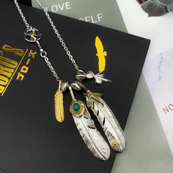 chrome heart 925 silver takahashi goro style natural turquoise eagle claw gold feather silver necklace female men's taijiao chain sleev, Black
chrome heart 925 silver takahashi goro style natural turquoise eagle claw gold feather silver necklace female men's taijiao chain sleev, Black