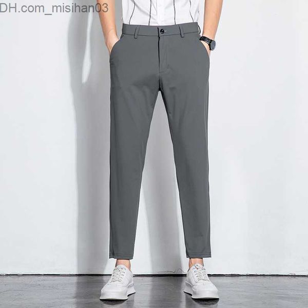 men's pants summer elastic ankle length suits men's thin business pants solid color ultra thin casual formal office suits men', Black
men's pants summer elastic ankle length suits men's thin business pants solid color ultra thin casual formal office suits men', Black
