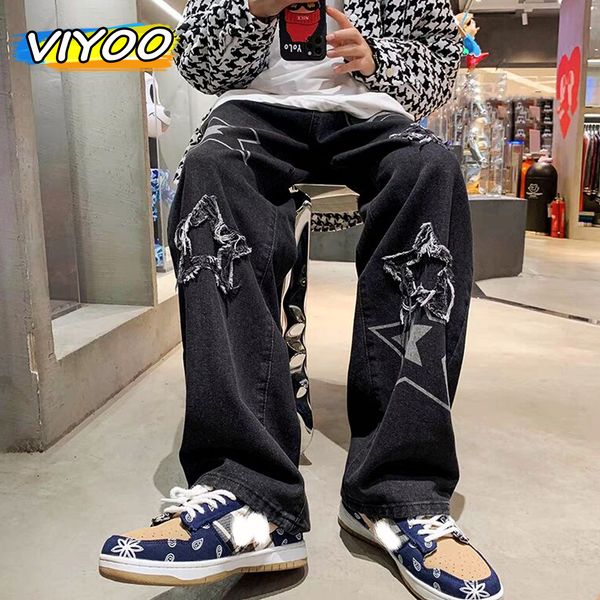 men's jeans vintage women's men's korean denim pants y2k cltohes streetwear printed patchwork male baggy jeans straight trous, Blue
men's jeans vintage women's men's korean denim pants y2k cltohes streetwear printed patchwork male baggy jeans straight trous, Blue