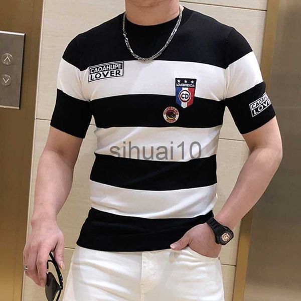 men's t-shirts 2022 summer men's personalized badge embroidery tees slim fit stripe ice silk short sleeve tshirt tide brand round, White;black
men's t-shirts 2022 summer men's personalized badge embroidery tees slim fit stripe ice silk short sleeve tshirt tide brand round, White;black