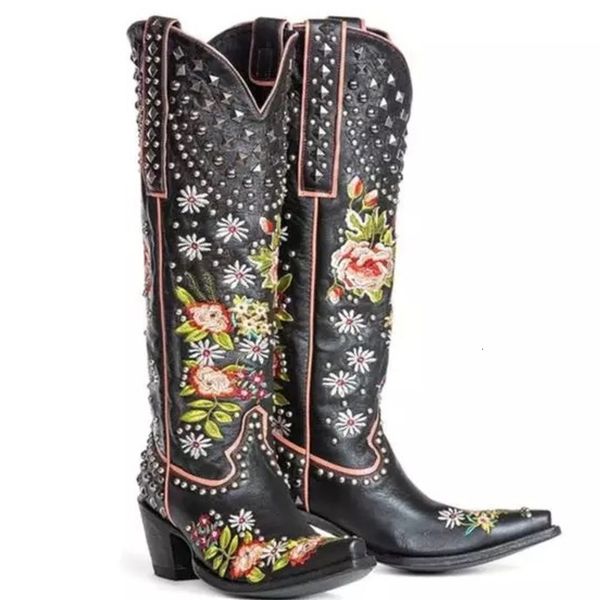 boots vintage embroidered cowgirl women boots fashion rivet western cowboy boots pointed toe square heels knight boots women's shoes 23, Black
boots vintage embroidered cowgirl women boots fashion rivet western cowboy boots pointed toe square heels knight boots women's shoes 23, Black