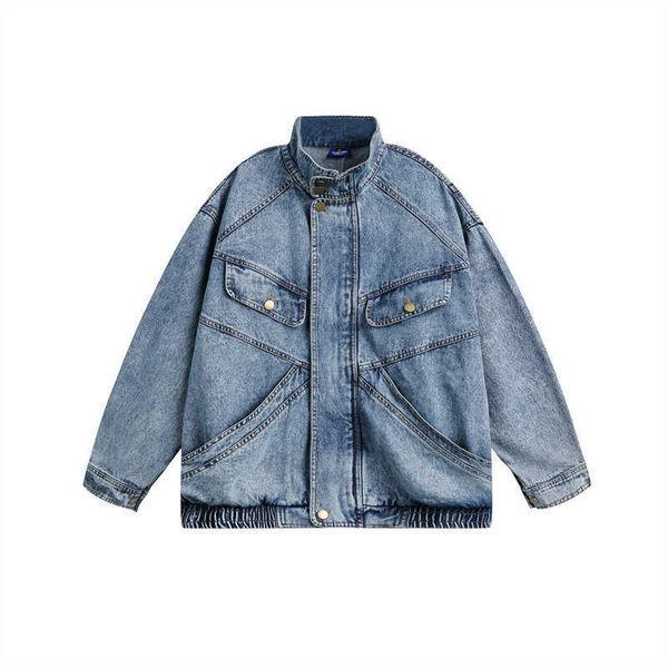 atn men's wear | 23 spring american fashion brand worn wash stand up collar versatile denim jacket male student work coat, Black;brown
atn men's wear | 23 spring american fashion brand worn wash stand up collar versatile denim jacket male student work coat, Black;brown