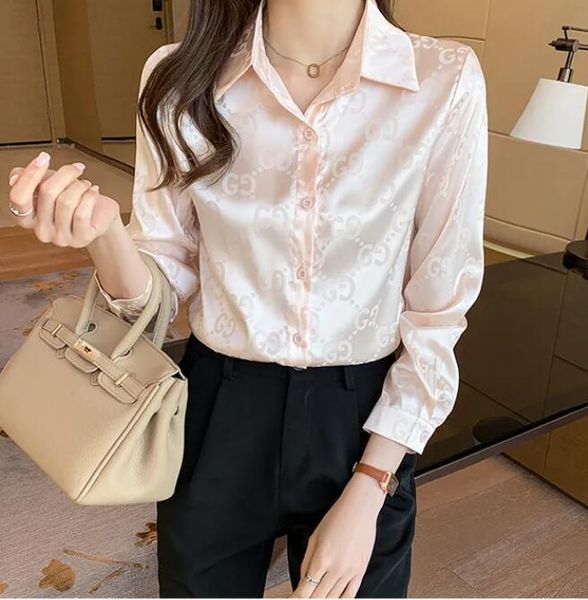 classic lapel apricot pink long sleeve shirt glossy print pattern letter silky fabric women shirt elegant blouse regular chiffon, White
classic lapel apricot pink long sleeve shirt glossy print pattern letter silky fabric women shirt elegant blouse regular chiffon, White