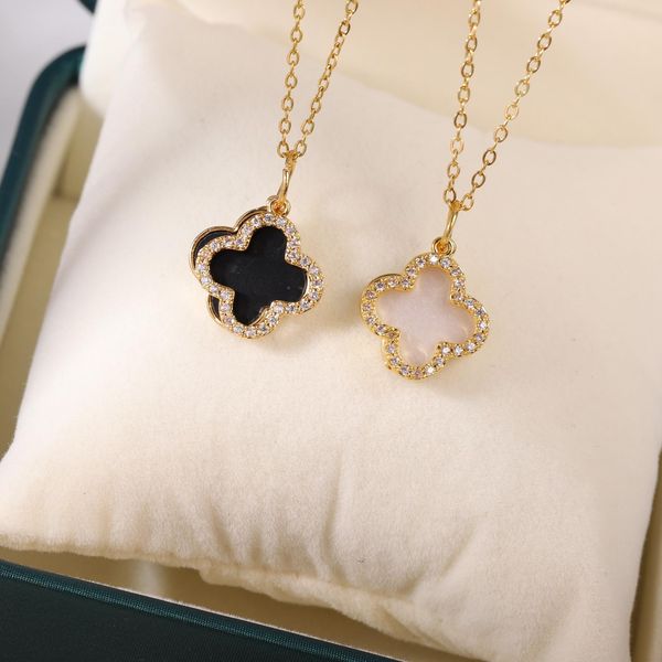 2023 new arrival fashion jewelry charm necklace created for lady female black and white diamond lucky grass pendant collar chain net red acc, Silver
2023 new arrival fashion jewelry charm necklace created for lady female black and white diamond lucky grass pendant collar chain net red acc, Silver