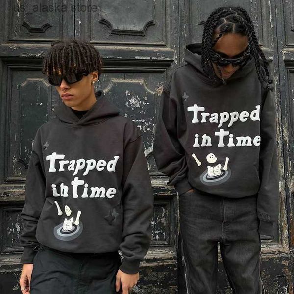 men's hoodies sweatshirts trapped in time foam broken fleece sweatshirts hip hop stranger things oversized pullover hoodies loose men h, Black
men's hoodies sweatshirts trapped in time foam broken fleece sweatshirts hip hop stranger things oversized pullover hoodies loose men h, Black