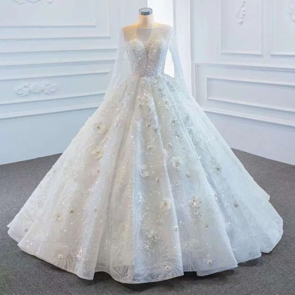 luxury ball gown princess wedding dresses 2023 o-neck long sleeve vestido de novia lace sequined flower robe de mariee, White
luxury ball gown princess wedding dresses 2023 o-neck long sleeve vestido de novia lace sequined flower robe de mariee, White