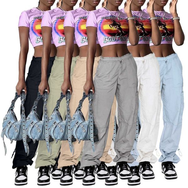 plus size clothing women pants designer fashion loose strapping multi bag straight tube sports casual drawstring trousers, Black;white
plus size clothing women pants designer fashion loose strapping multi bag straight tube sports casual drawstring trousers, Black;white