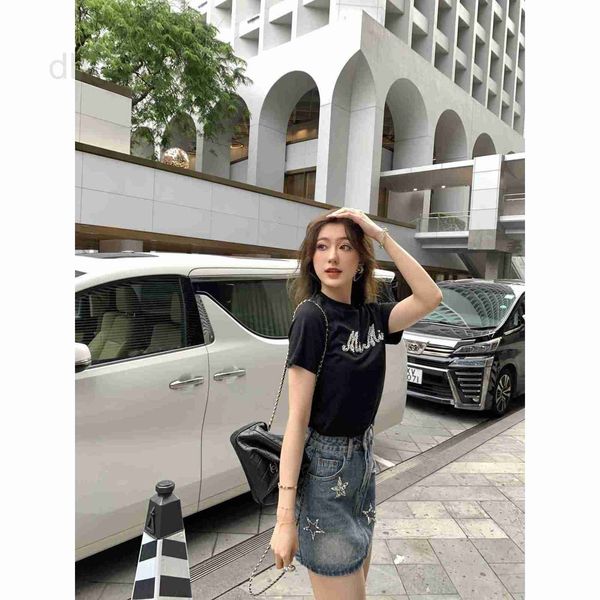 women's t-shirt designer spring/summer new princess style heavy work beaded letter decoration round neck short sleeve versatile t-shirt, White
women's t-shirt designer spring/summer new princess style heavy work beaded letter decoration round neck short sleeve versatile t-shirt, White