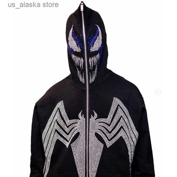men's hoodies sweatshirts 2022 rhinestone bully spider print men's full zip hooded sweatshirt y2k hip hop street style zip hooded, Black
men's hoodies sweatshirts 2022 rhinestone bully spider print men's full zip hooded sweatshirt y2k hip hop street style zip hooded, Black