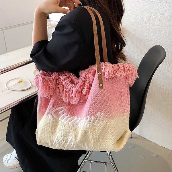 spring and summer new large-capacity gradient canvas tote bag fashion tassel shoulder ladies bag 0802
spring and summer new large-capacity gradient canvas tote bag fashion tassel shoulder ladies bag 0802
