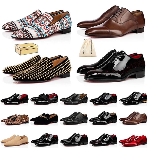 with box red bottoms mens designer dress shoes pointed toe black suede patent leather rivets glitter loafers men fashion luxury sneakers par
with box red bottoms mens designer dress shoes pointed toe black suede patent leather rivets glitter loafers men fashion luxury sneakers par