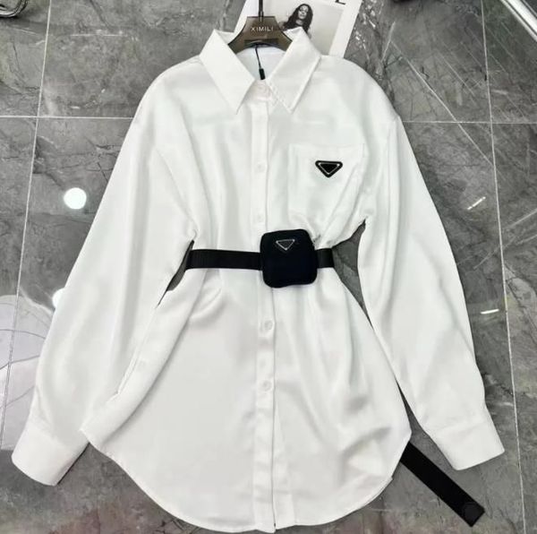 womens designer luxury quality triangle label shirts women's blouses coat with waist bag sml, White
womens designer luxury quality triangle label shirts women's blouses coat with waist bag sml, White