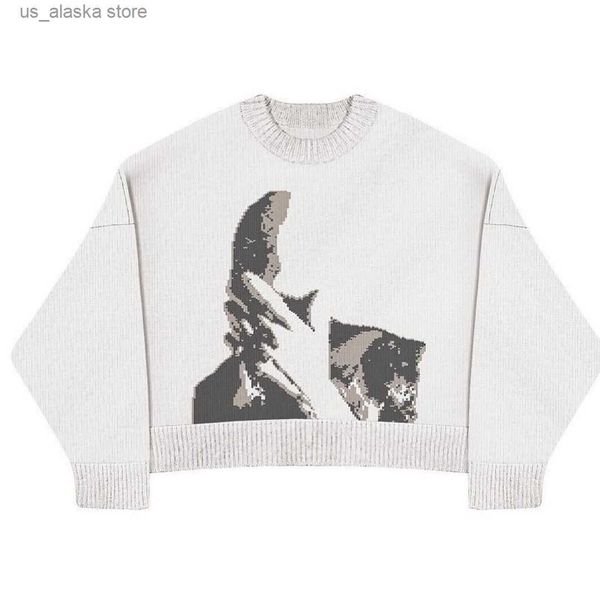 men's sweaters white sweater woman character pattern new loose retro loose knit sweater jacket fashion women's winter sweater t230, White;black
men's sweaters white sweater woman character pattern new loose retro loose knit sweater jacket fashion women's winter sweater t230, White;black