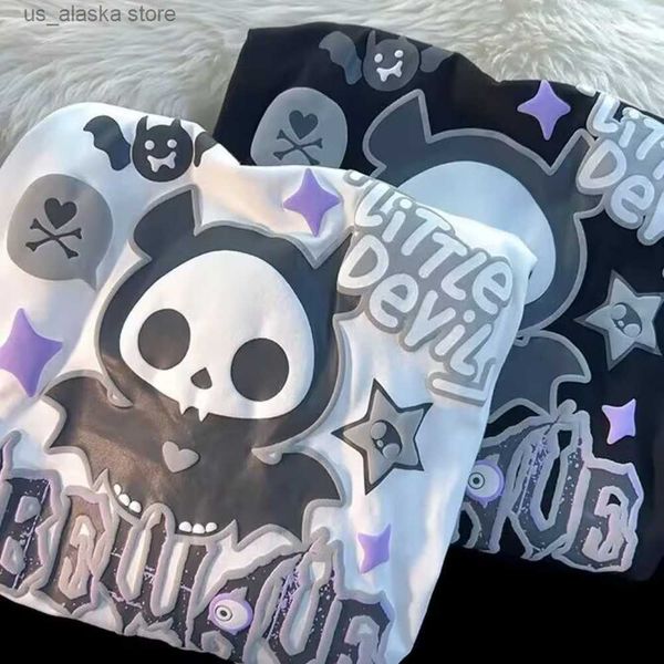 men's hoodies sweatshirts harajuku kawaii cute cartoon pattern printed short sleeved t shirt men women 2023 new y2k casual loose gothic, Black 
men's hoodies sweatshirts harajuku kawaii cute cartoon pattern printed short sleeved t shirt men women 2023 new y2k casual loose gothic, Black
