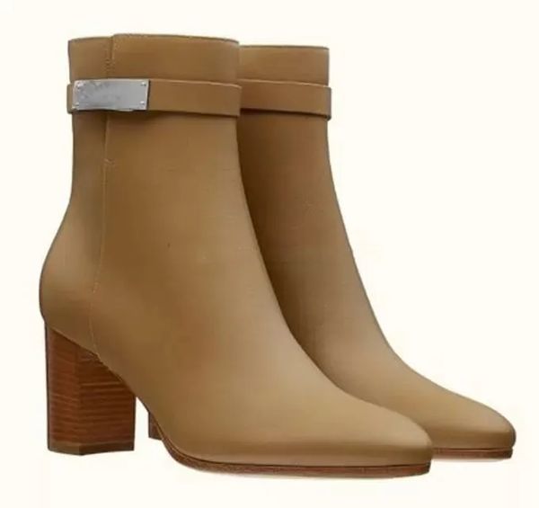 women designer ankle boots genuine leather shoes middle boot block heels low boots lady thick heels pumps party wedding dress gift with box, Black
women designer ankle boots genuine leather shoes middle boot block heels low boots lady thick heels pumps party wedding dress gift with box, Black