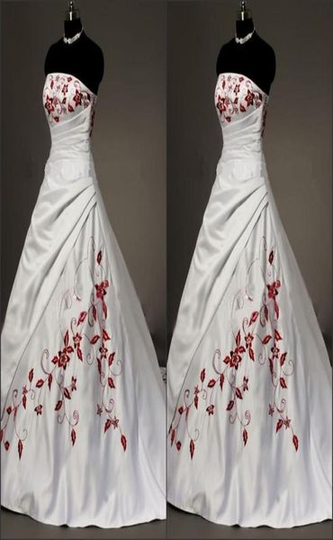 white satin red embroidered wedding dresses plus size ball gown for bride 2022 strapless laceup pleats draped vintage wedding gow6997506
white satin red embroidered wedding dresses plus size ball gown for bride 2022 strapless laceup pleats draped vintage wedding gow6997506