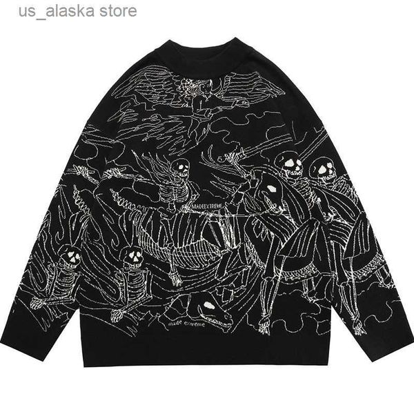 men's sweaters vintage knitted sweater harajuku ukiyo-e style skull graffiti pullover 2021 autumn streetwear sweater men women cotton k, White;black
men's sweaters vintage knitted sweater harajuku ukiyo-e style skull graffiti pullover 2021 autumn streetwear sweater men women cotton k, White;black