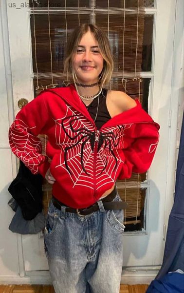 men's hoodies sweatshirts spider web red hoodies women punk grunge zip up long sleeve loose jacket coats y2k harajuku hip hop casual ho, Black
men's hoodies sweatshirts spider web red hoodies women punk grunge zip up long sleeve loose jacket coats y2k harajuku hip hop casual ho, Black