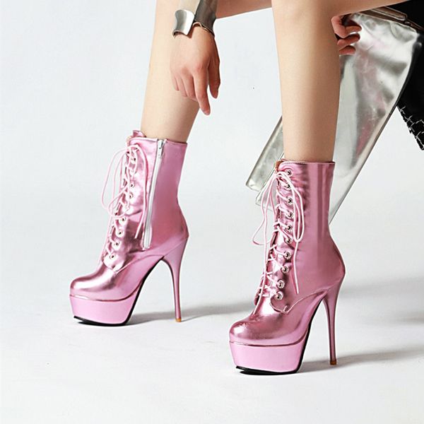 boots women's pink ankle boots 15cm high heel fashion platform lace-up ankle boots women's zipper stiletto shoes spring autumn 230, Black
boots women's pink ankle boots 15cm high heel fashion platform lace-up ankle boots women's zipper stiletto shoes spring autumn 230, Black