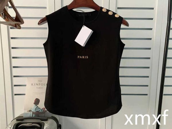 women's t-shirt womens designer tee t shirt vest letter print with gold shoulder button sleeveless woman tanks summer clothing fashion, White
women's t-shirt womens designer tee t shirt vest letter print with gold shoulder button sleeveless woman tanks summer clothing fashion, White
