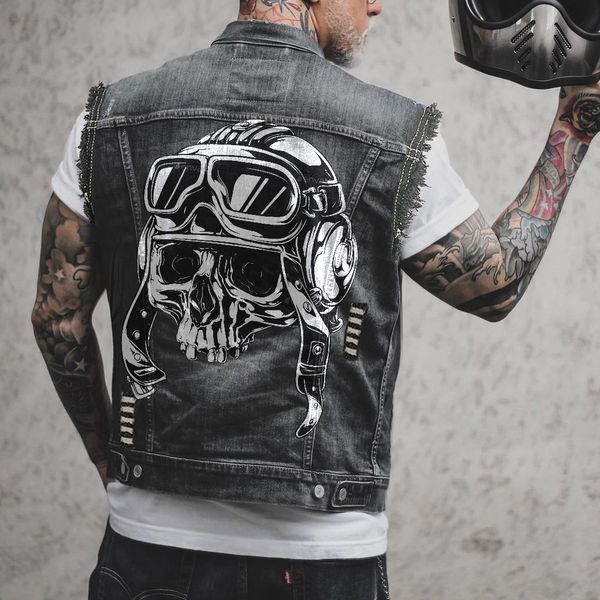 men's vests men's spring/summer outdoor cycling motorcycle punk print pattern hollow out raw edge sleeveless tank denim jacket 230, Black;white
men's vests men's spring/summer outdoor cycling motorcycle punk print pattern hollow out raw edge sleeveless tank denim jacket 230, Black;white