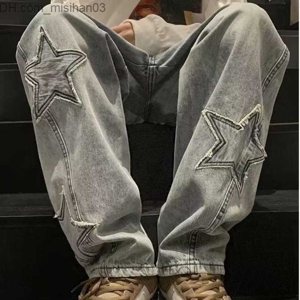 men's pants spring and autumn men's jeans fashion wide leg pants star embroidery straight loose casual trousers street clothing z2, Black
men's pants spring and autumn men's jeans fashion wide leg pants star embroidery straight loose casual trousers street clothing z2, Black