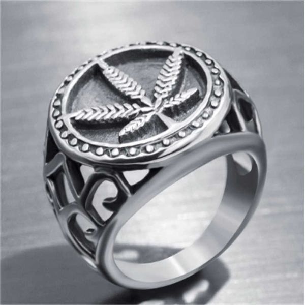 hollow round maple leaf signet finger rings for men stainless steel weed hemp cannabises ring wholesale, Silver
hollow round maple leaf signet finger rings for men stainless steel weed hemp cannabises ring wholesale, Silver