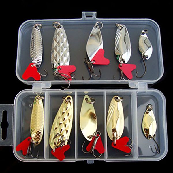 baits lures 10pcsset lure metal spinner spoon set gold fishing sequins with box treble hooks tackle hard bait 230801
baits lures 10pcsset lure metal spinner spoon set gold fishing sequins with box treble hooks tackle hard bait 230801